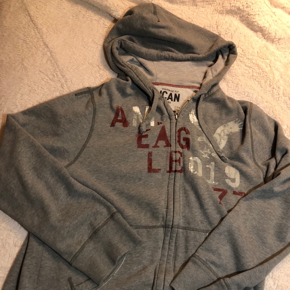 Grey American Eagle Zip-Up
